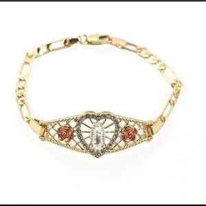 Virgen de Guadalupe With Flowers Figaro Bracelet